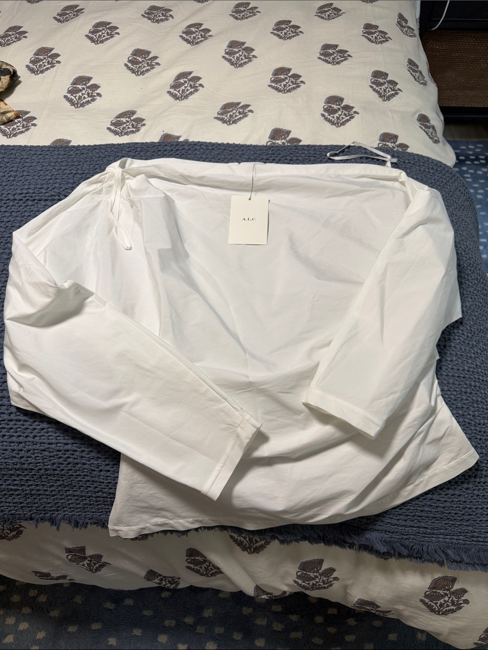 A.L.C. White Off-Shoulder Tie-Shoulder Top